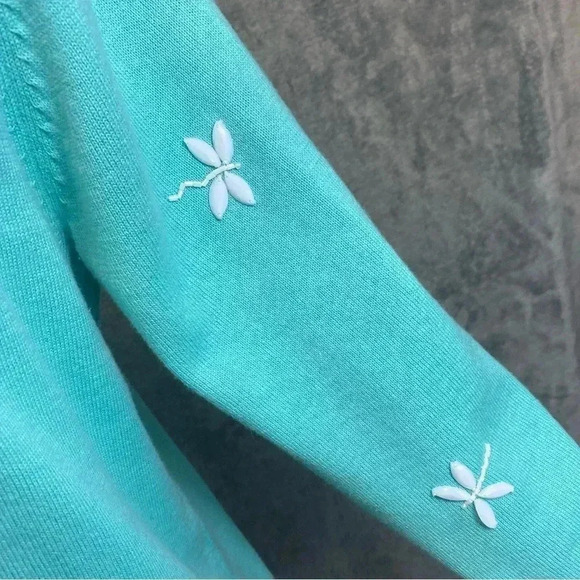 Quacker Factory Dragonfly Beaded Cardigan with built in shell women’s size M - Picture 3 of 10